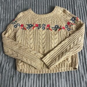 Floral Knit Beige Sweater